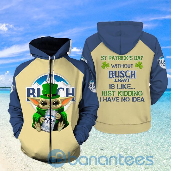 Busch Light Baby Yoda St. Patrick's Day Hoodie 3D Gift Father Day Beer Lover Gift Bud Shirt Product Photo