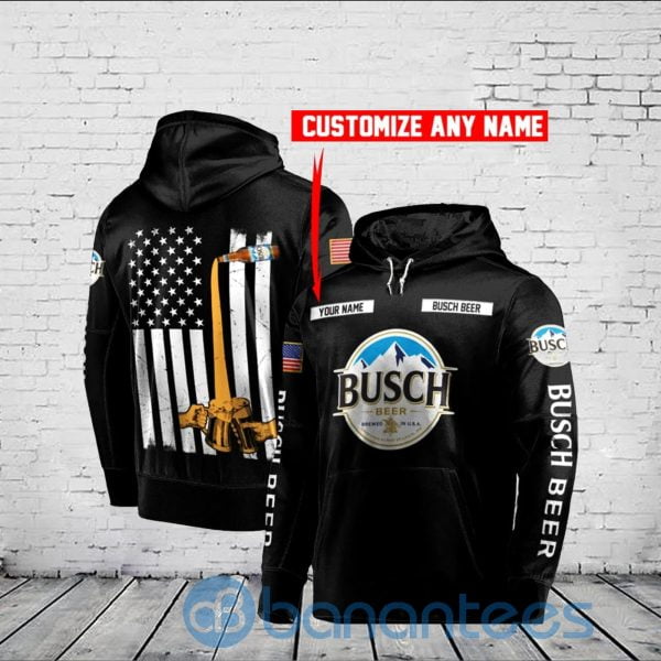 Busch Light Beer American Flag Personalized Hoodie 3D Gift Father Day Beer Lover Gift Product Photo