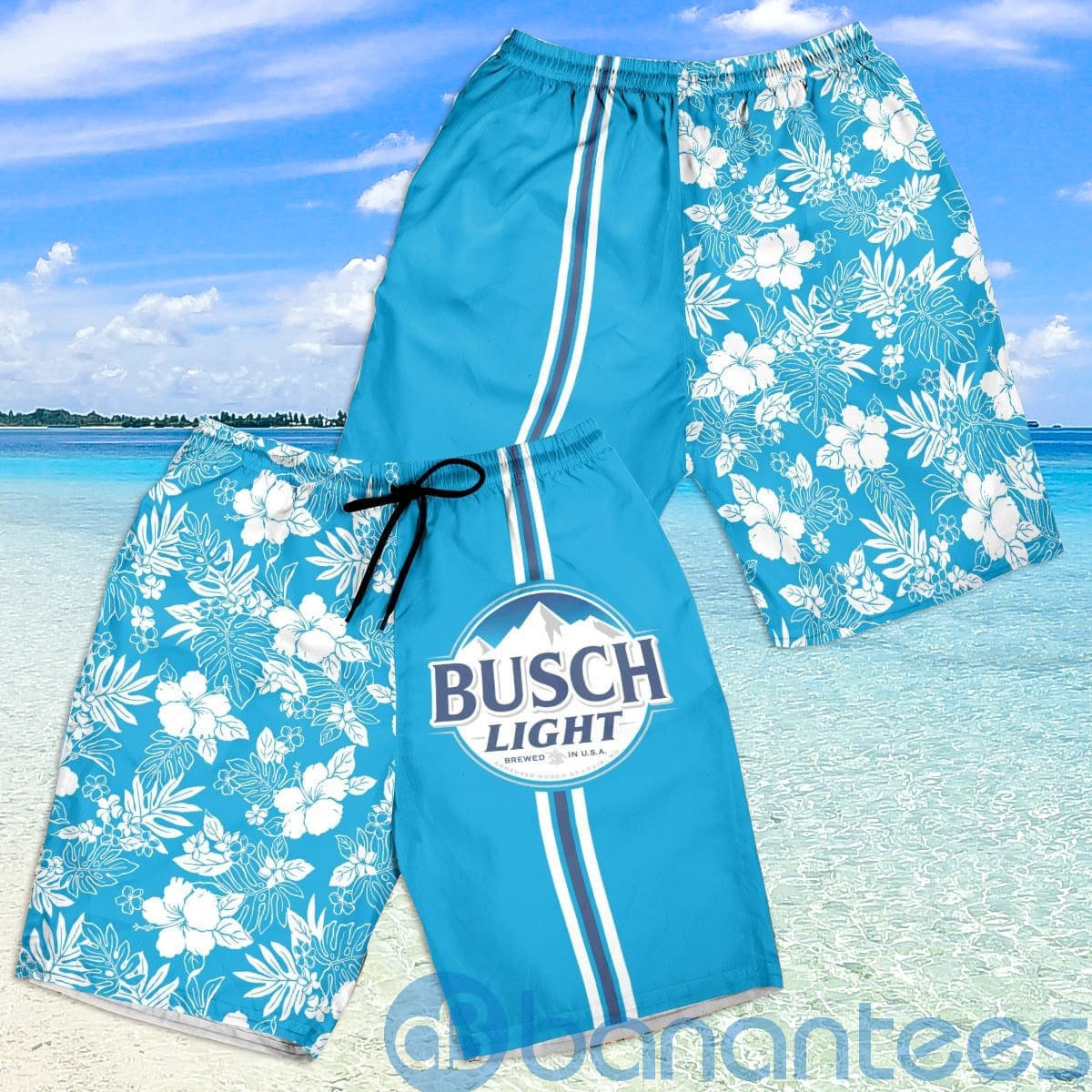 Busch Light Blue Flower Beach Shorts Beer Lovers Father Day Gift