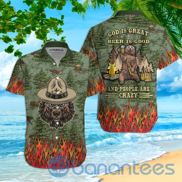 Camping Sheriff Bear Drink Beer For Beer Lover Hawaiian Shirt Product Photo