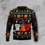 Cat Lover Pumpkin And Cats Happy Halloween Sweater - AOP Sweater - Black