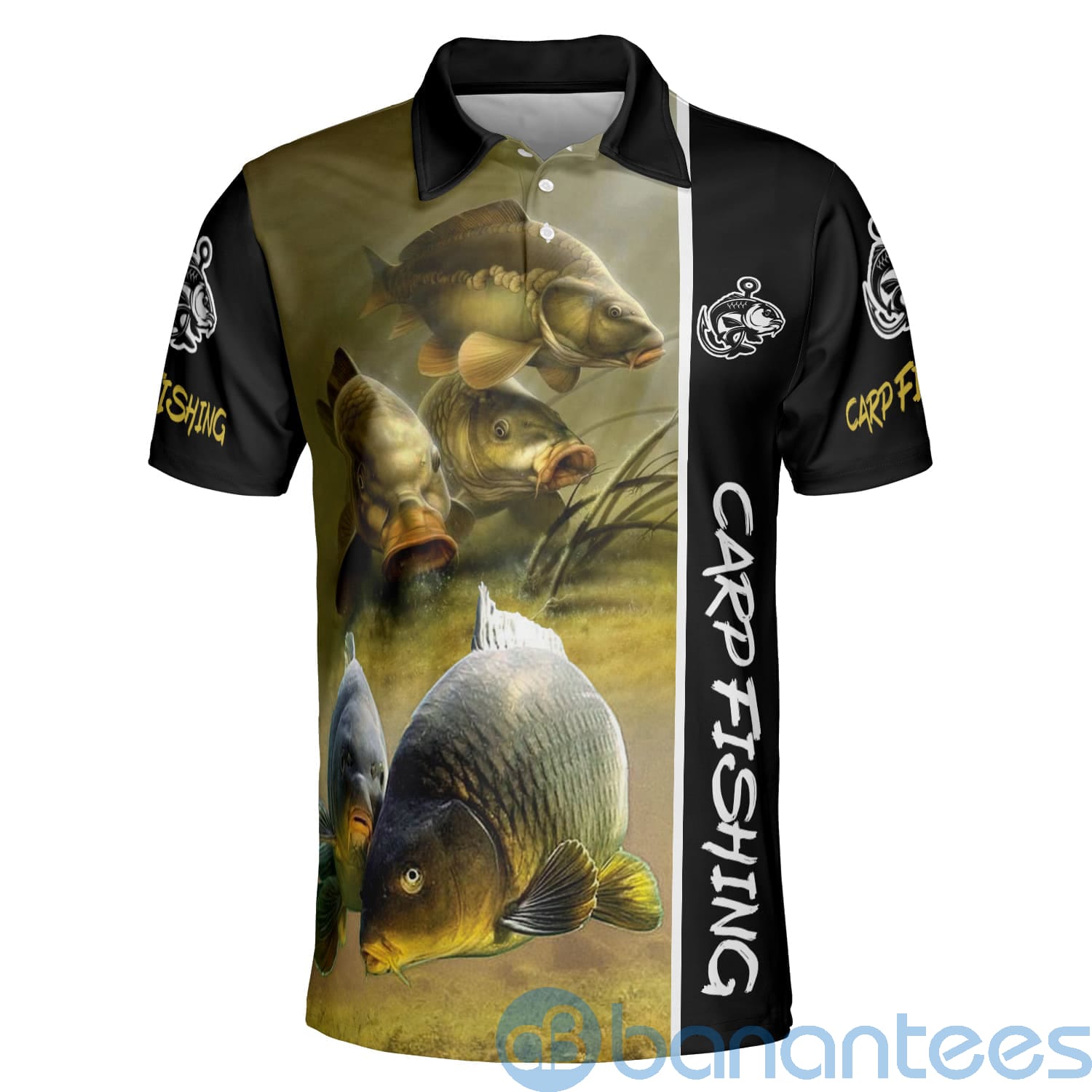 Custom Name Carp Fishing Polo Shirt Fishing Gift For Father Polo Shirt