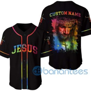 Custom Name Colorful Jesus 3D Unisex Jersey Baseball Shirt Product Photo