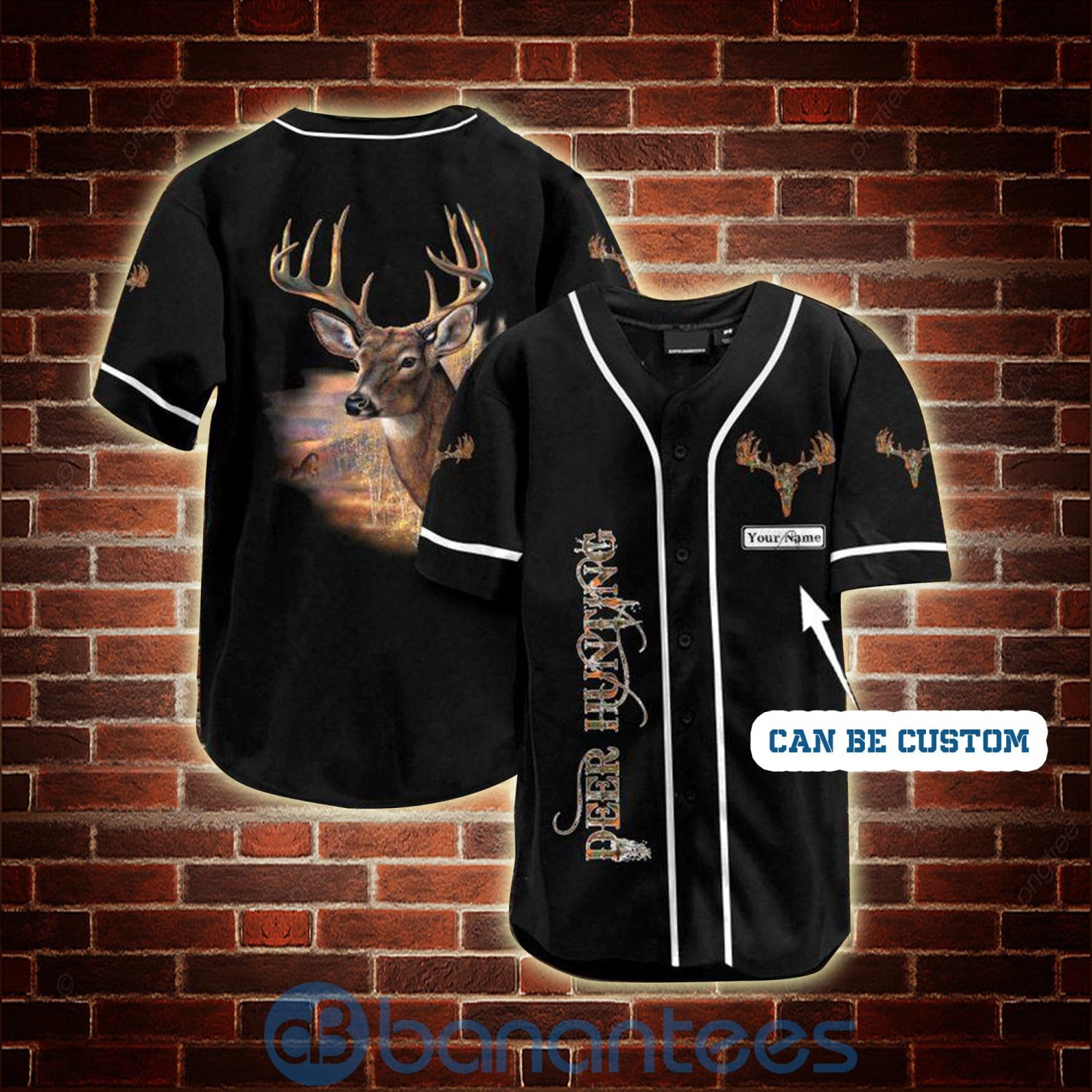 Custom Name Deer Hunting Art Unisex Jersey Baseball Shirt