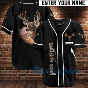 Custom Name Deer Hunting Art Unisex Jersey Baseball Shirt Product Photo