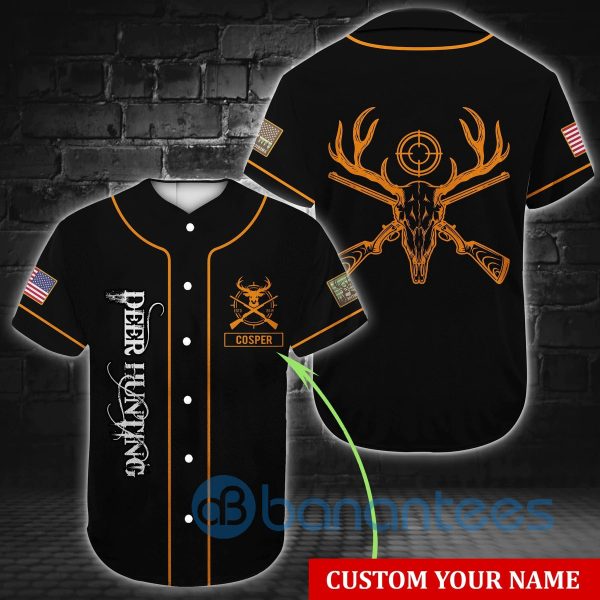 Custom Name Deer Hunting Hunting Gift Unisex Jersey Baseball Shirt Product Photo