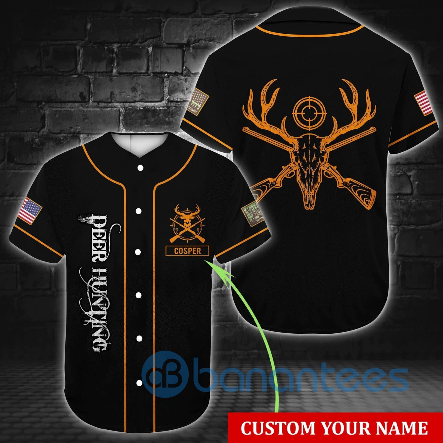 Custom Name Deer Hunting Hunting Gift Unisex Jersey Baseball Shirt