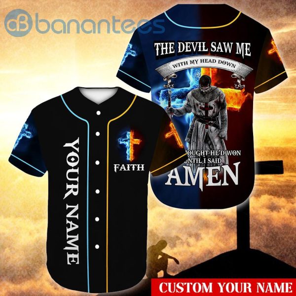 Custom Name Jesus Amen Christian Unisex Jersey Baseball Shirt Product Photo