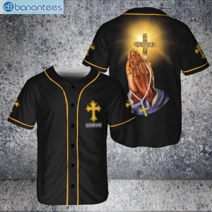 Custom Name Jesus Cross Baseball Jesus Christ Who Strengthens Me Jersey Baseball Shirtproduct photo 1