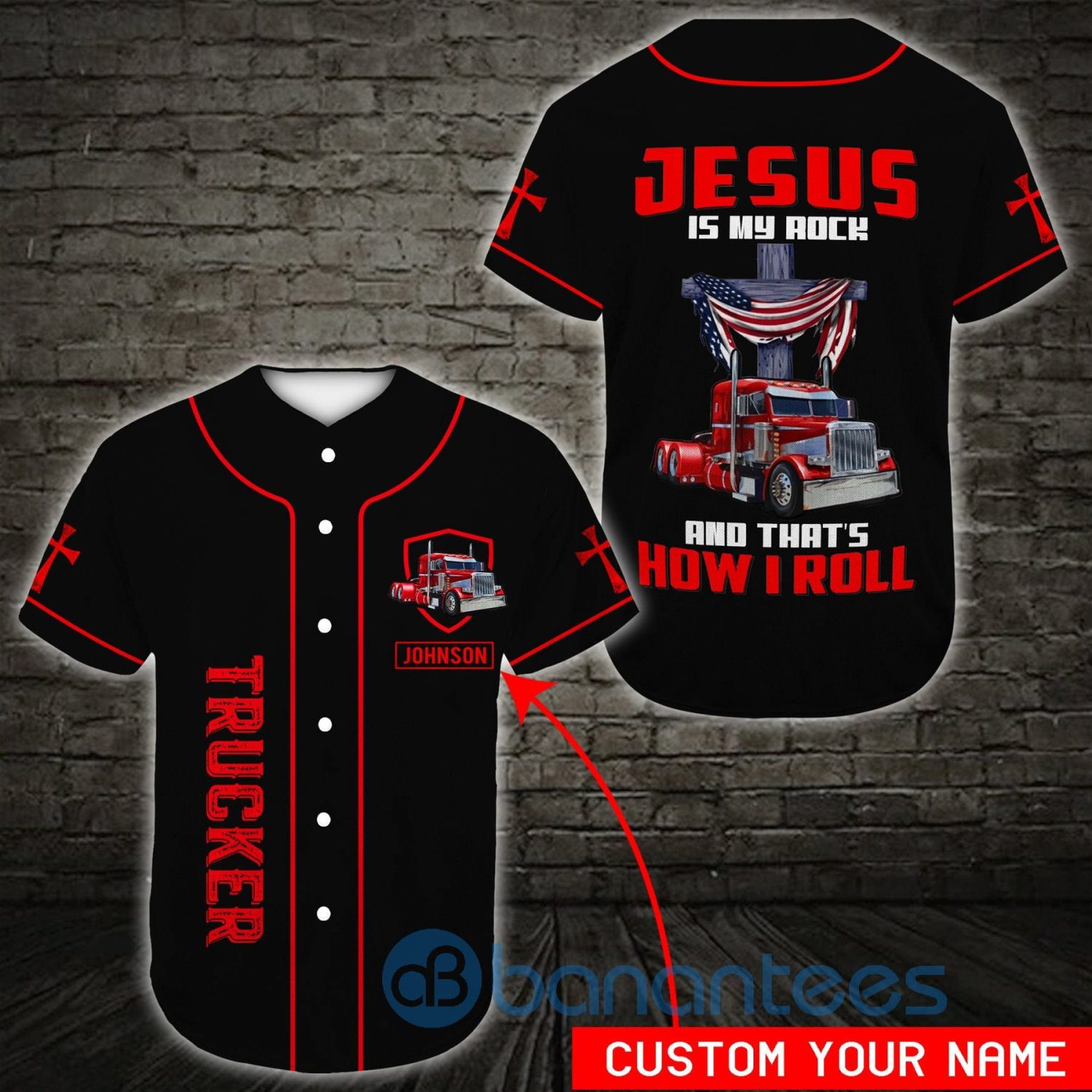 Custom Name Jesus Is My Rock Baseball Truckers Unisex Jersey Baseball Shirt