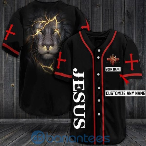 Custom Name Jesus Lion Unisex Jersey Baseball Shirt Product Photo