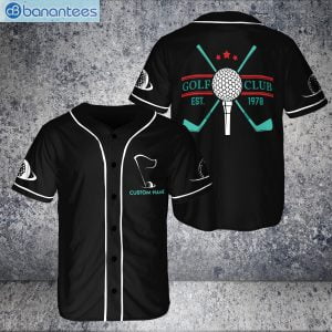 Custom Name L Golf Club And Ball Black Jersey Baseball Shirtproduct photo 1