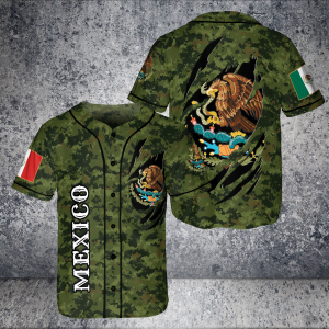 Custom Name Love Mexico Flag Eagle Sneak Army Style Jersey Baseball Shirtproduct photo 1