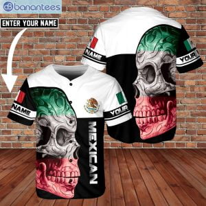 Custom Name Love Mexico Skull And Eagle Logo Jersey Baseball Shirtproduct photo 1