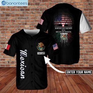 Custom Name Mexican American Grown With Mexican Roots Jersey Baseball Shirtproduct photo 1