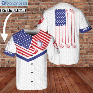 Custom Name Playing Golf United States US Flag Jersey Baseball Shirt Styleproduct photo 1