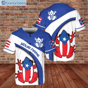 Custom Name Puerto Rico Frogs On Flag Blue White Style Jersey Baseball Shirtproduct photo 1