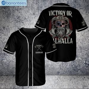 Custom Name Skull American Viking Victory Or Valhalla USA Flag Jersey Baseball Shirtproduct photo 1