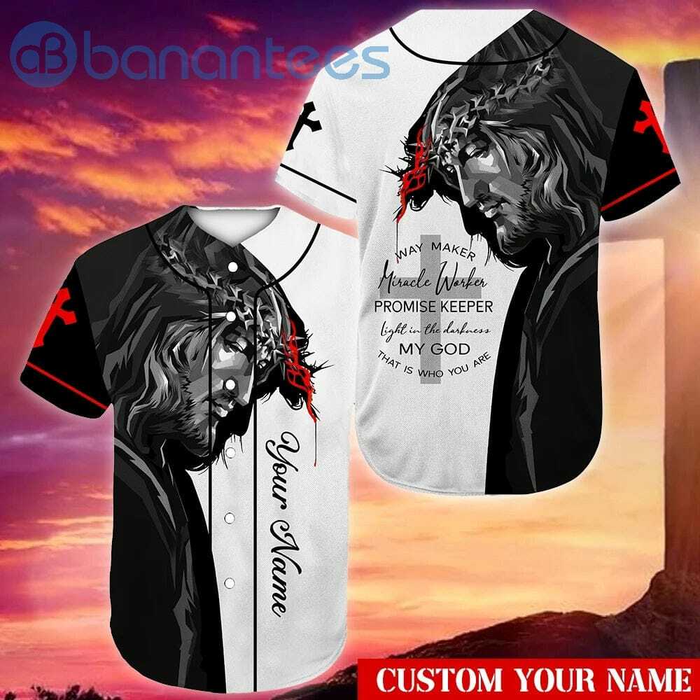 Custom Name Way Maker Miracle Worker That's Who You Are Jesus Unisex Jersey Baseball Shirt