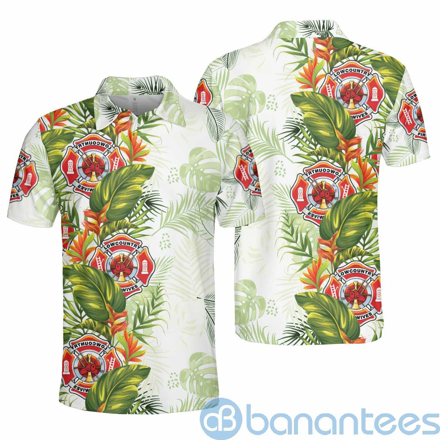 Firefighter Tropical Hawaii Summer Style Dad Father's Day Polo Shirt