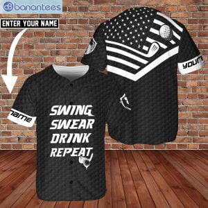 Golf Swing Swear Drink Repeat Custom Name Jersey Baseball Shirt For Golferproduct photo 1