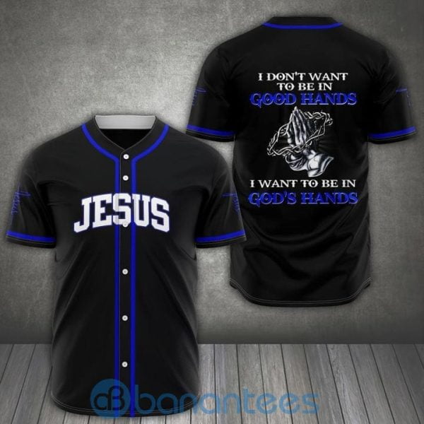 Jesus I Want To Be In God's Hands Unisex Jersey Baseball Shirt Product Photo