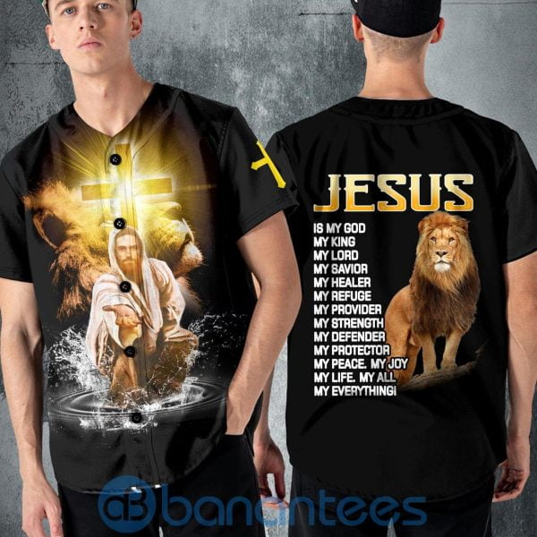 Lion Jesus Is My God My King My Lord Unisex Jersey Baseball Shirt Product Photo