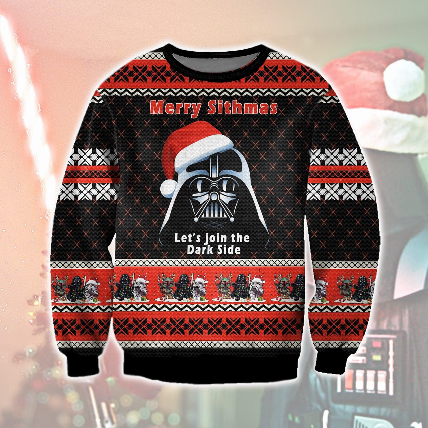 Merry Sithmas Darth Vader Let’S Join The Dark Side Ugly Christmas Sweater - AOP Sweater - Black