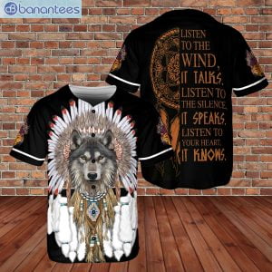 Native American Wolf Witch Listen To The Wind Jersey Baseball Shirtproduct photo 1