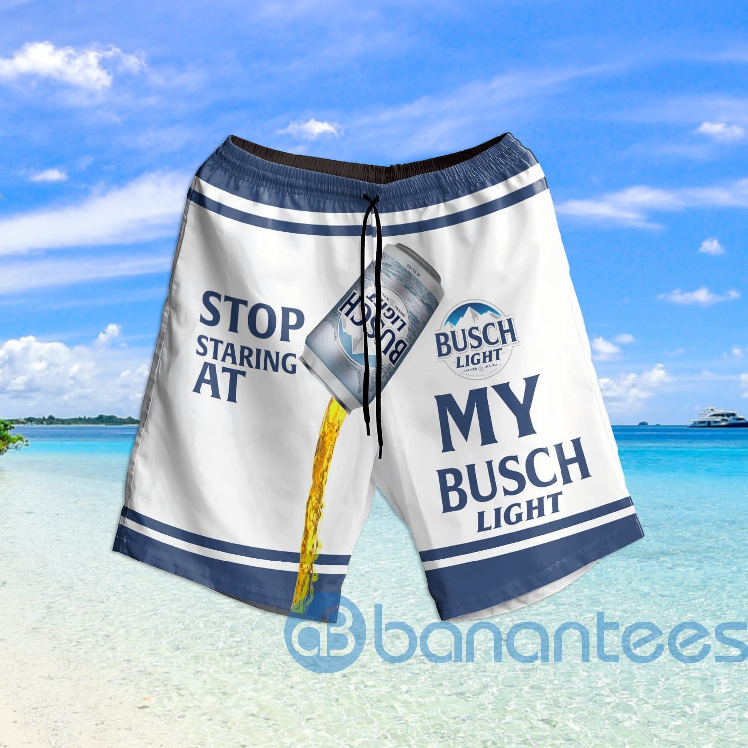 Stop Staring At My Busch Light Beach Shorts Beer Lovers Father Day Gift