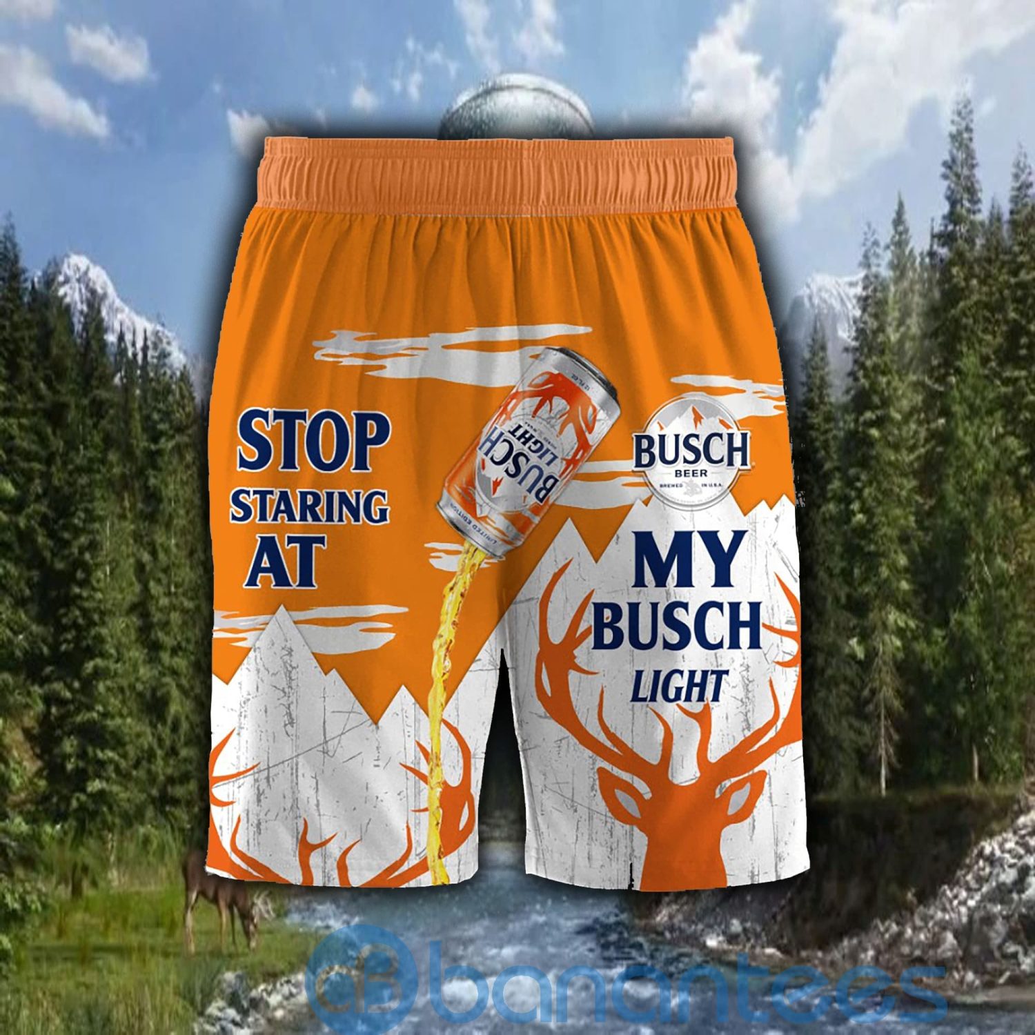 Stop Staring At My Busch Light Deer Beach Shorts Beer Lovers Father Day Gift Product photo 1