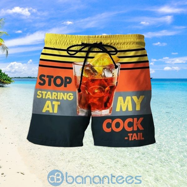 Stop Staring At My Cocktail Funny Beach Shorts WineLovers Father Day Gift Product Photo