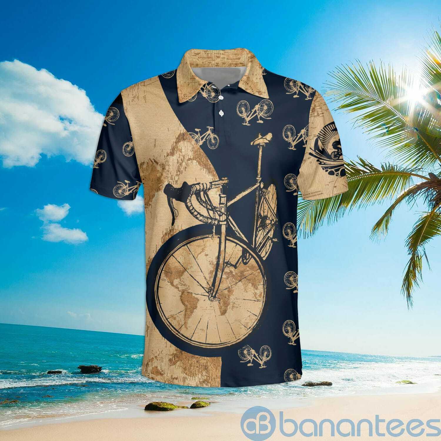 Vintage Classic Track Bicycle Art Men's Cycling Polo Shirt