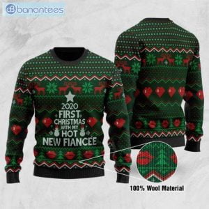 2022 First Christmas With My Hot New Fiancee Christmas Ugly Sweater Product Photo 1