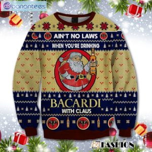 Ain't No Laws When You Drink Bacardi With Claus Christmas Sweater Product Photo 1