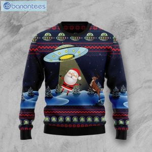 Alien And Santa Knitting Pattern Christmas Ugly Sweater Product Photo 1