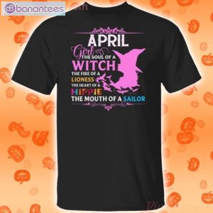 April Girl The Soul Of A Witch The Heart Of A Hippie Halloween T-Shirt Product Photo 1
