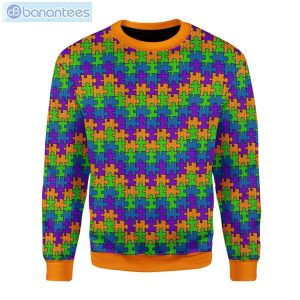 Autism Colorful Puzzles Ugly Christmas Sweater Product Photo 1