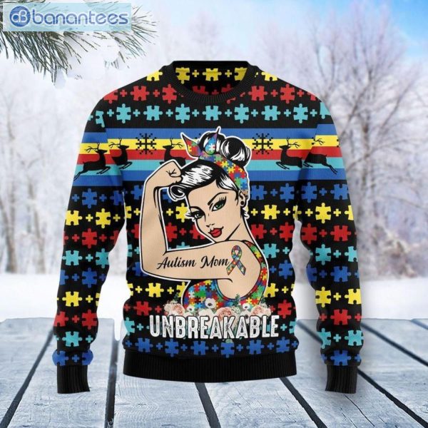 Autism Mom Unbreakable Puzzles Christmas Ugly Sweater Product Photo 1