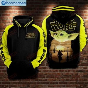 Baby Yoda Star Wars Black And Yellow All Over Print 3D Hoodie Product Photo 1