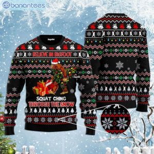 Believe In Bigfoot Squat Christmas Tree Ugly Christmas Sweaterproduct photo 1