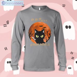 Black Cat 6 Feet People Halloween Long Sleeve T-Shirt Product Photo 2