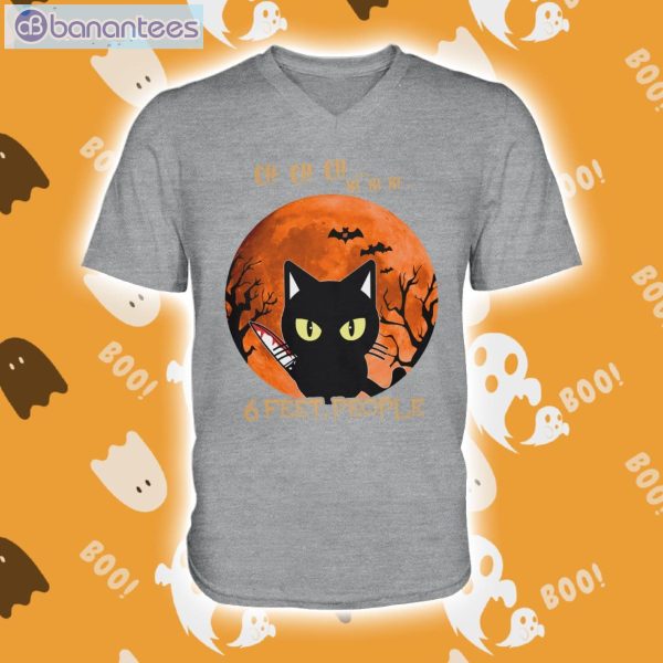 Black Cat 6 Feet People Halloween Men V-Neck T-Shirt Product Photo 2