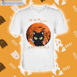 Black Cat 6 Feet People Halloween Men V-Neck T-Shirt Product Photo 1
