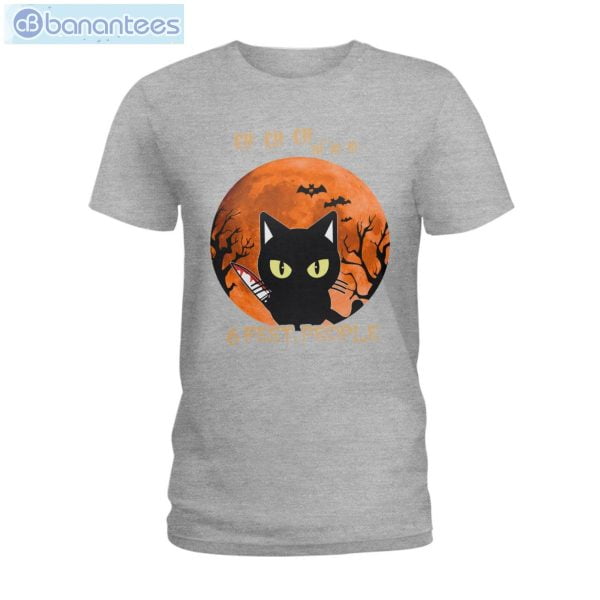 Black Cat 6 Feet People Halloween T-Shirt Product Photo 2