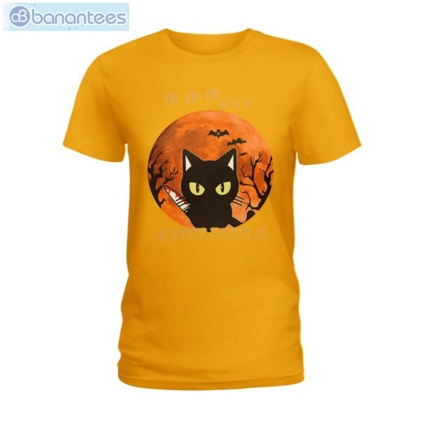 Black Cat 6 Feet People Halloween T-Shirt Product Photo 4