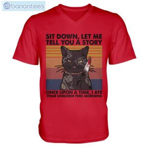 Black Cat I Ate Your Unicorn Men V-Neck T-Shirt Product Photo 2