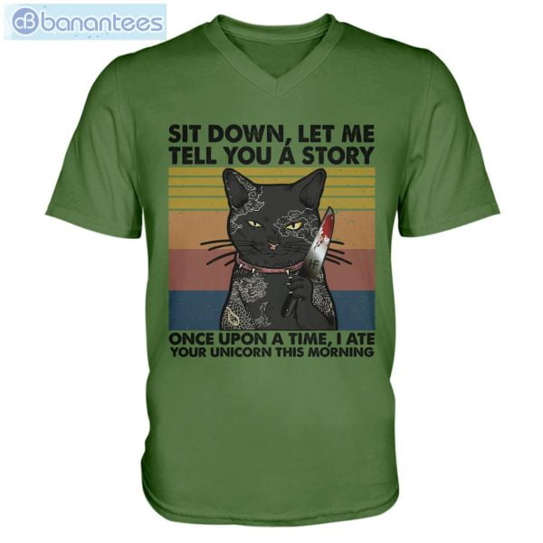 Black Cat I Ate Your Unicorn Men V-Neck T-Shirt Product Photo 5