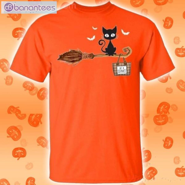 Black Cat On Broomstick Not In Service Halloween T-Shirt Product Photo 2