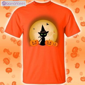 Black Cat Sit By The Moon Halloween T-Shirt Product Photo 2
